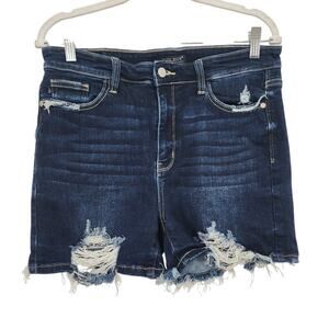 Judy Blue High Waist Mild Destroy Cut Offs Mid‎ Lengths Shorts Size XL